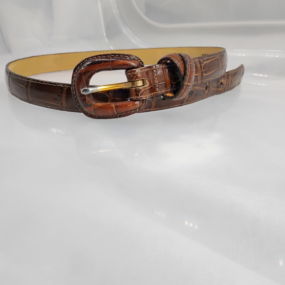 Brighton Brown and Tan Leather Belt - Picture 7 of 12